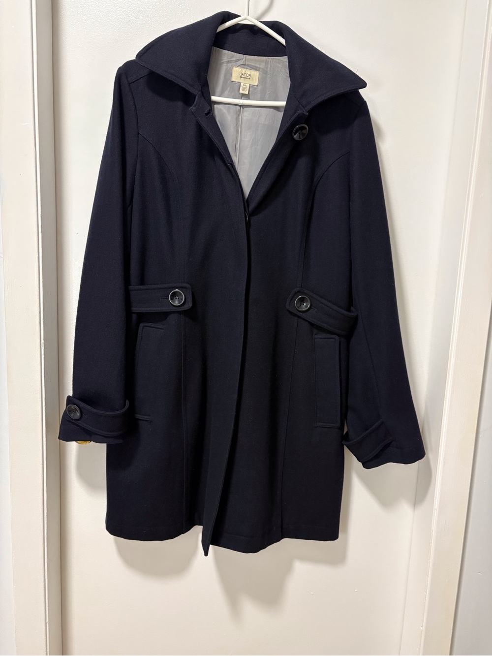 Jacob Black Single-Breasted Wool Blend Coat - Picture 2 of 7